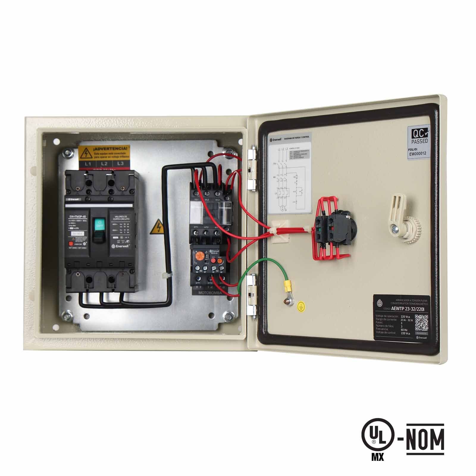 Arrancador a tensión plena con interruptor termomagnético. Modelo: AEWTP 2.5-4/220I