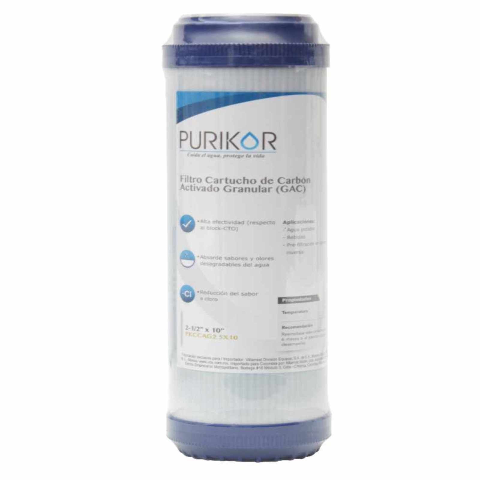 Filtro cartucho de carbón activado granular (GAC). Modelo: PKCGAC4.5X20