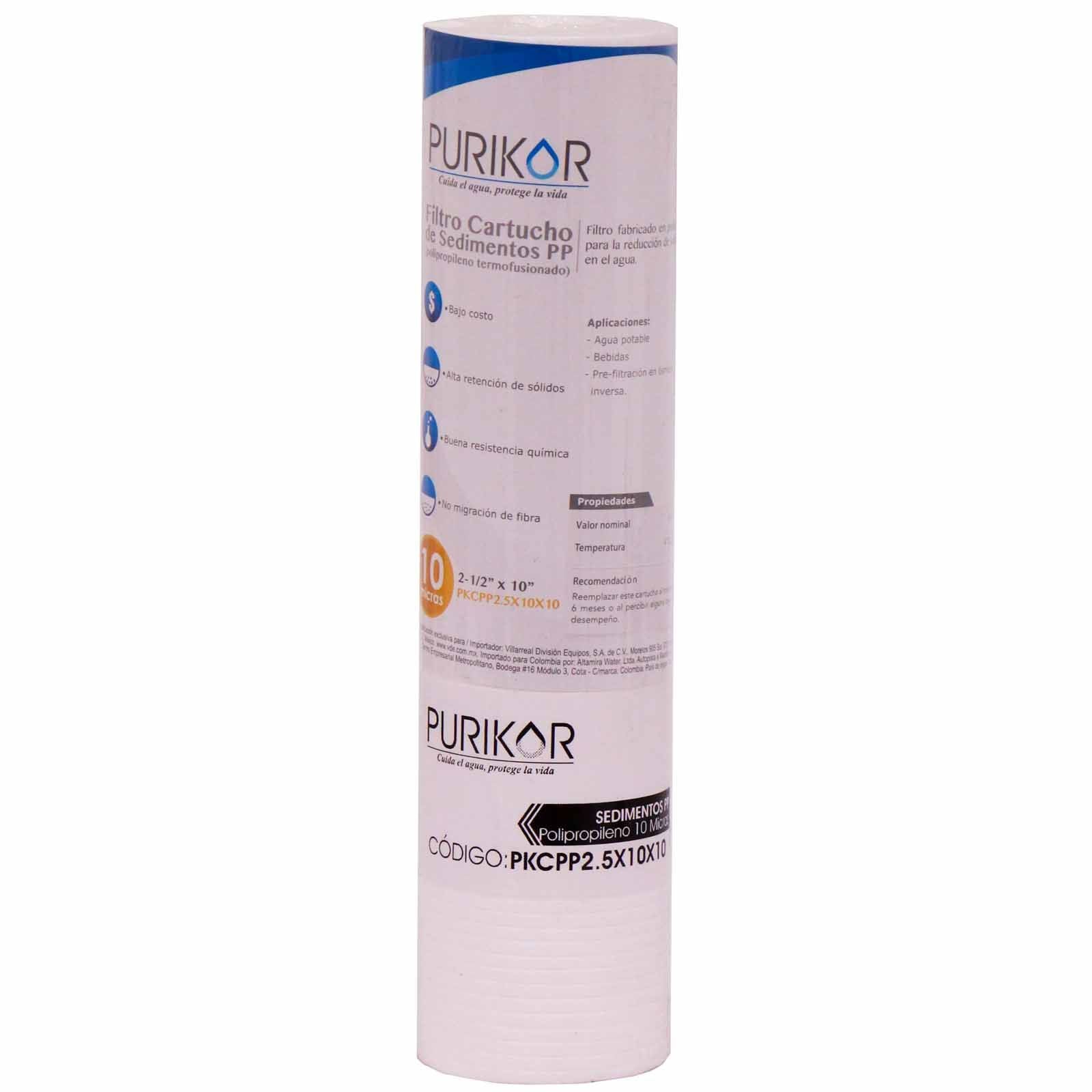 Filtro cartucho de polipropileno termofusionado. Modelo: PKCPP2.5X10X10