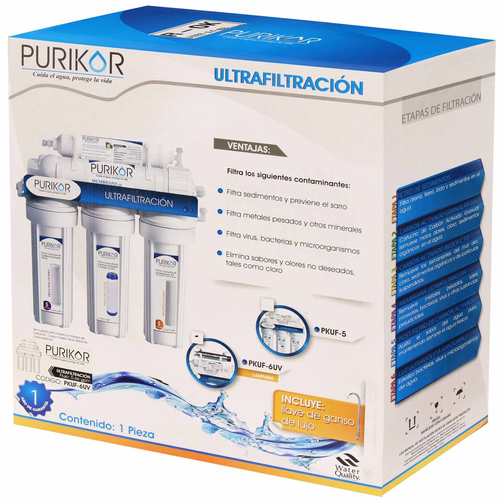 Sistema de ultrafiltración. Modelo: PKUF-6UV