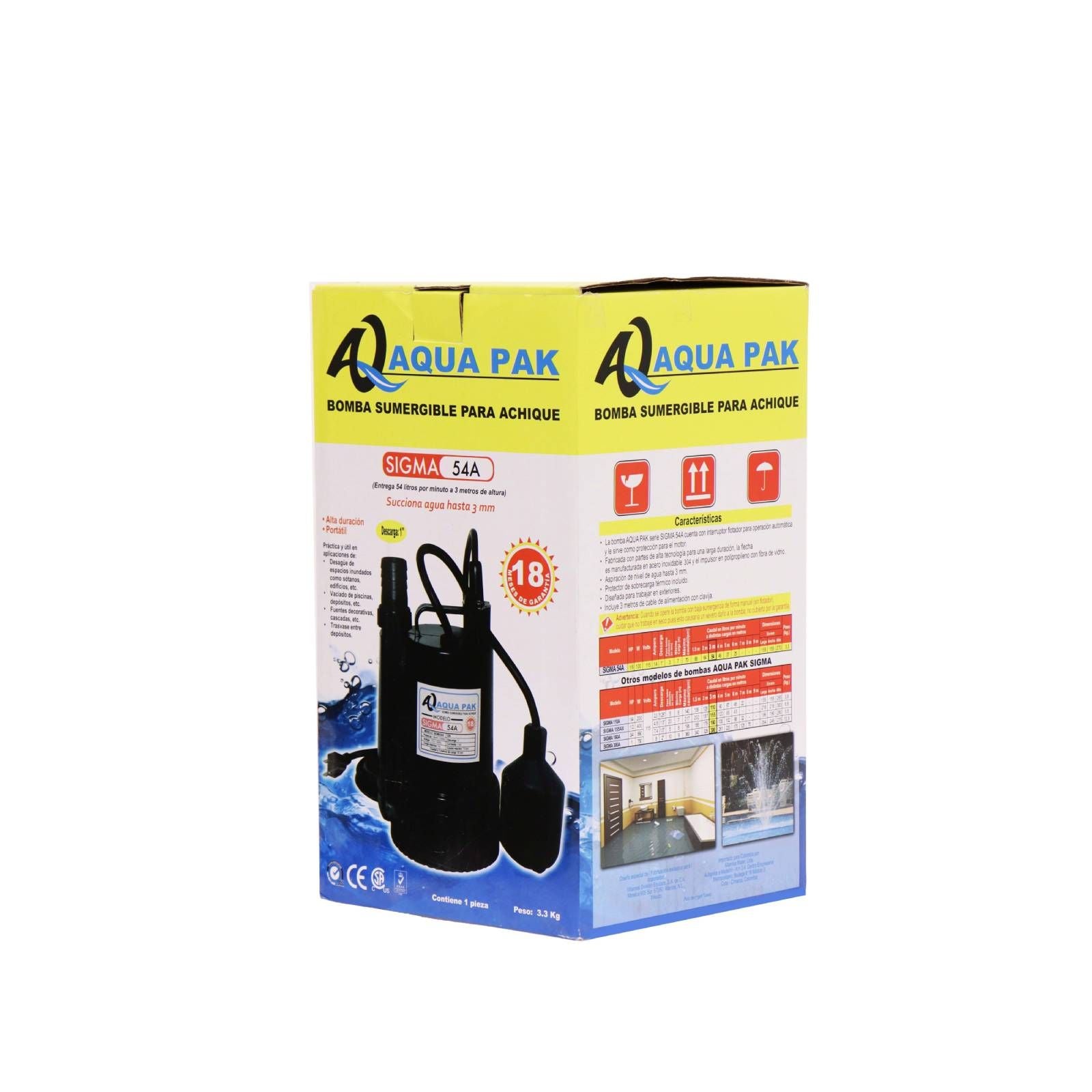 Motobomba sumergible para achique. Modelo: SIGMA54A