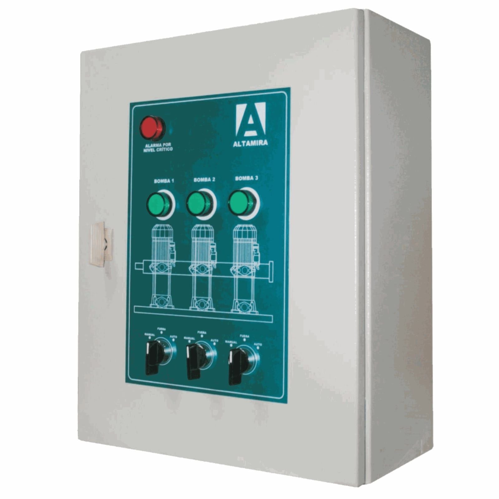 Tablero triplex alternador-simultaneador para sistema hidroneumático. Modelo: TASA3 11220H