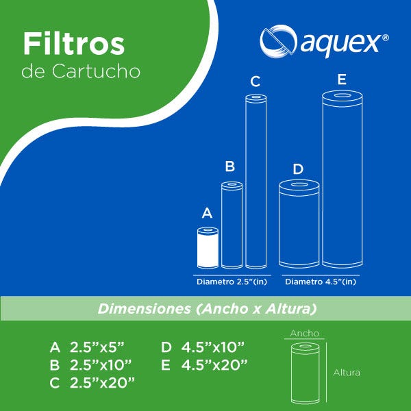 CARTUCHO DE CARBON BLOCK 5 MICRAS CTO-5" Marca AQUEX. Modelo: 607888