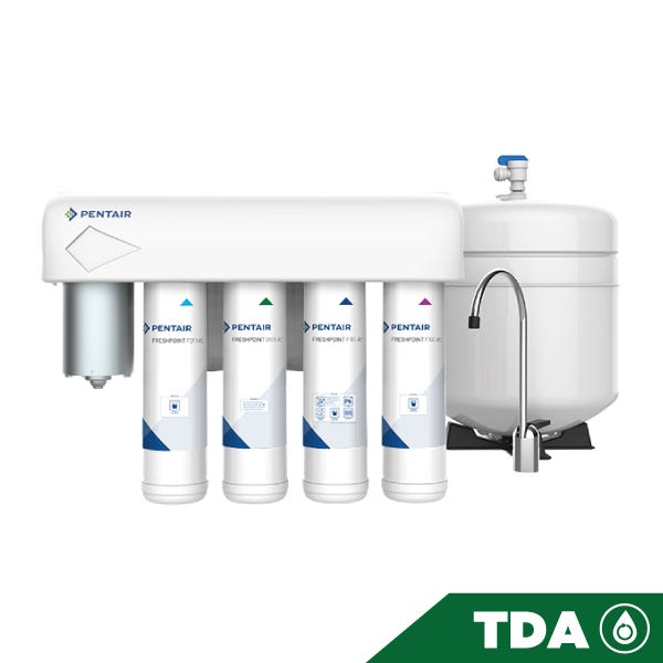 OSMOSIS INVERSA FRESHPOINT GRO-475BP, 4 ETAPAS, 75GPD CON BOMBA Marca PENTAIR. Modelo: 161114