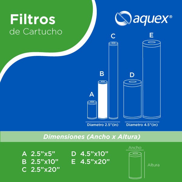 CARTUCHO DE CARBON BLOCK 0.5 MICRAS CTO10" Marca AQUEX. Modelo: 607889