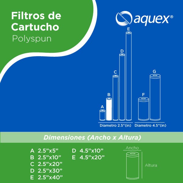 CARTUCHO POLYSPUN 10", 1 MICRAS Marca AQUEX. Modelo: 607853