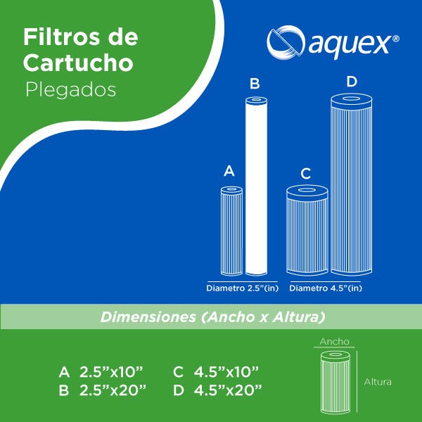 CARTUCHO PLEGADO 30 MICRA PL-20" Marca AQUEX. Modelo: 607912