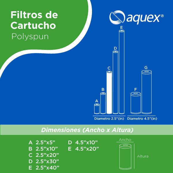 CARTUCHO POLYSPUN 20", 1 MICRAS Marca AQUEX. Modelo: 607857