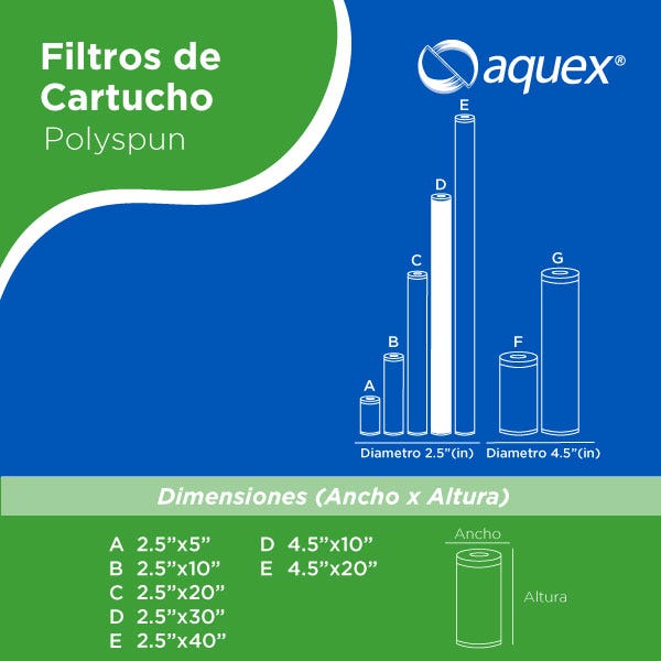CARTUCHO POLYSPUN 30", 1 MICRAS Marca AQUEX. Modelo: 607862