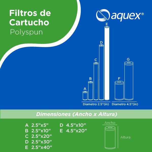 CARTUCHO POLYSPUN 40", 1 MICRAS Marca AQUEX. Modelo: 607868