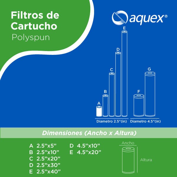 CARTUCHO POLYSPUN 5", 1 MICRAS Marca AQUEX. Modelo: 607850