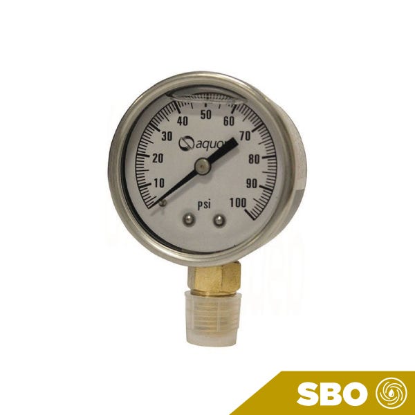 MANÓMETRO AQUEX 0-100PSI CONEXIÓN 1/4"M INTERIOR GLICERINA Marca AQUEX. Modelo: PGL100