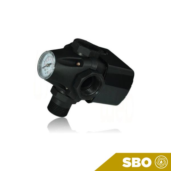 VÁLVULA 3 VÍAS CON PRESOSTATO (20-40PSI, 16AMP MAX) Y MANÓMETOR INTEGRADOS Marca AQUEX. Modelo: AQPC-2