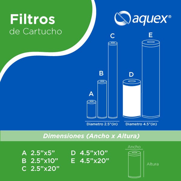 CARTUCHO DE CARBON BLOCK 10 MICRAS CTO10"BB Marca AQUEX. Modelo: 607898