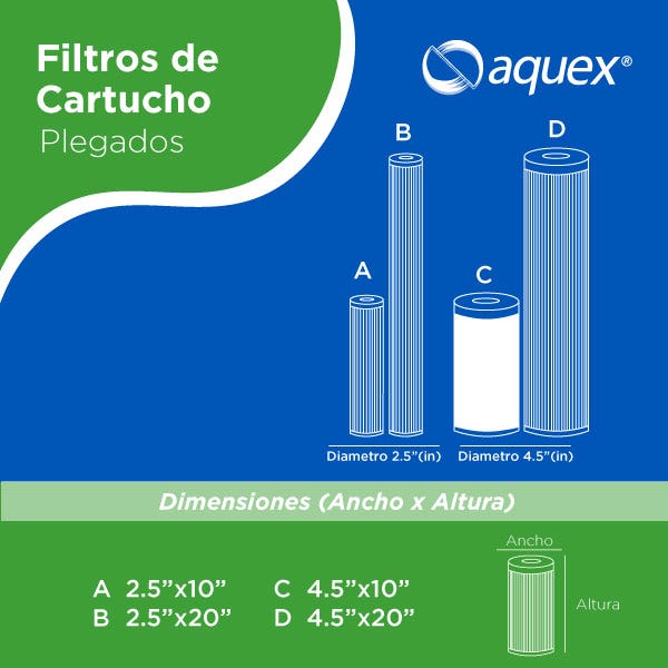 CARTUCHO PLEGADO 30 MICRA PL-10"BB Marca AQUEX. Modelo: 607918