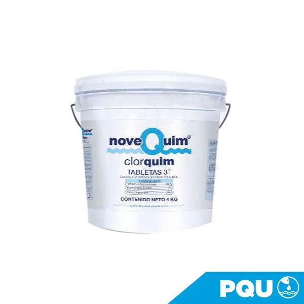 CLORQUIM 4 KG. TAB. 3" Marca NOVEQUIM. Modelo: 407032