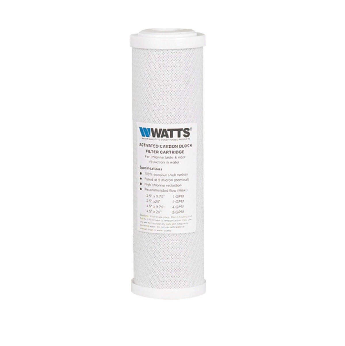 CARTUCHO DE CARBON BLOCK 10BB, 5 MICRAS Marca WATTS. Modelo: 601620