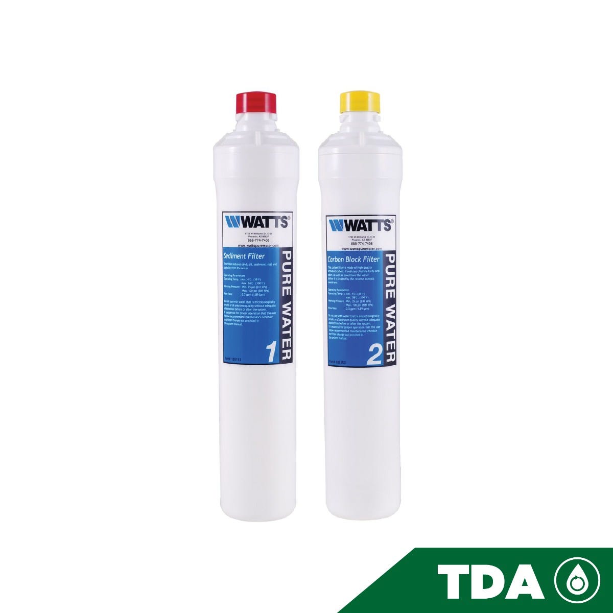 PAQUETE DE FILTROS SEDIMENTO Y CARBON BLOCK Marca WATTS. Modelo: 601800-KIT
