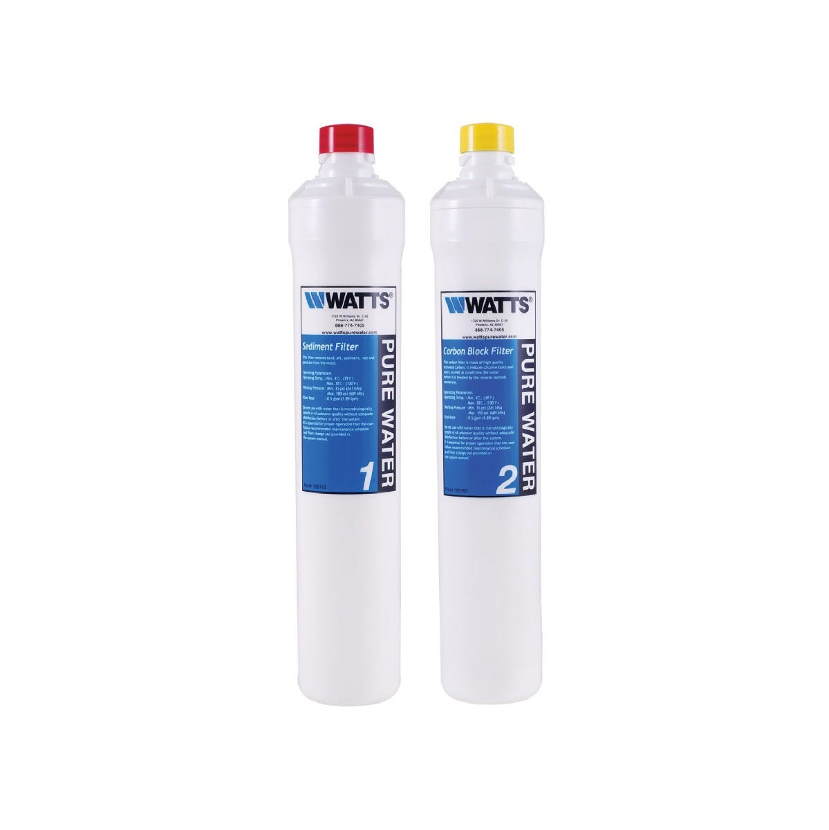 PAQUETE DE FILTROS SEDIMENTO Y CARBON BLOCK Marca WATTS. Modelo: 601800-KIT