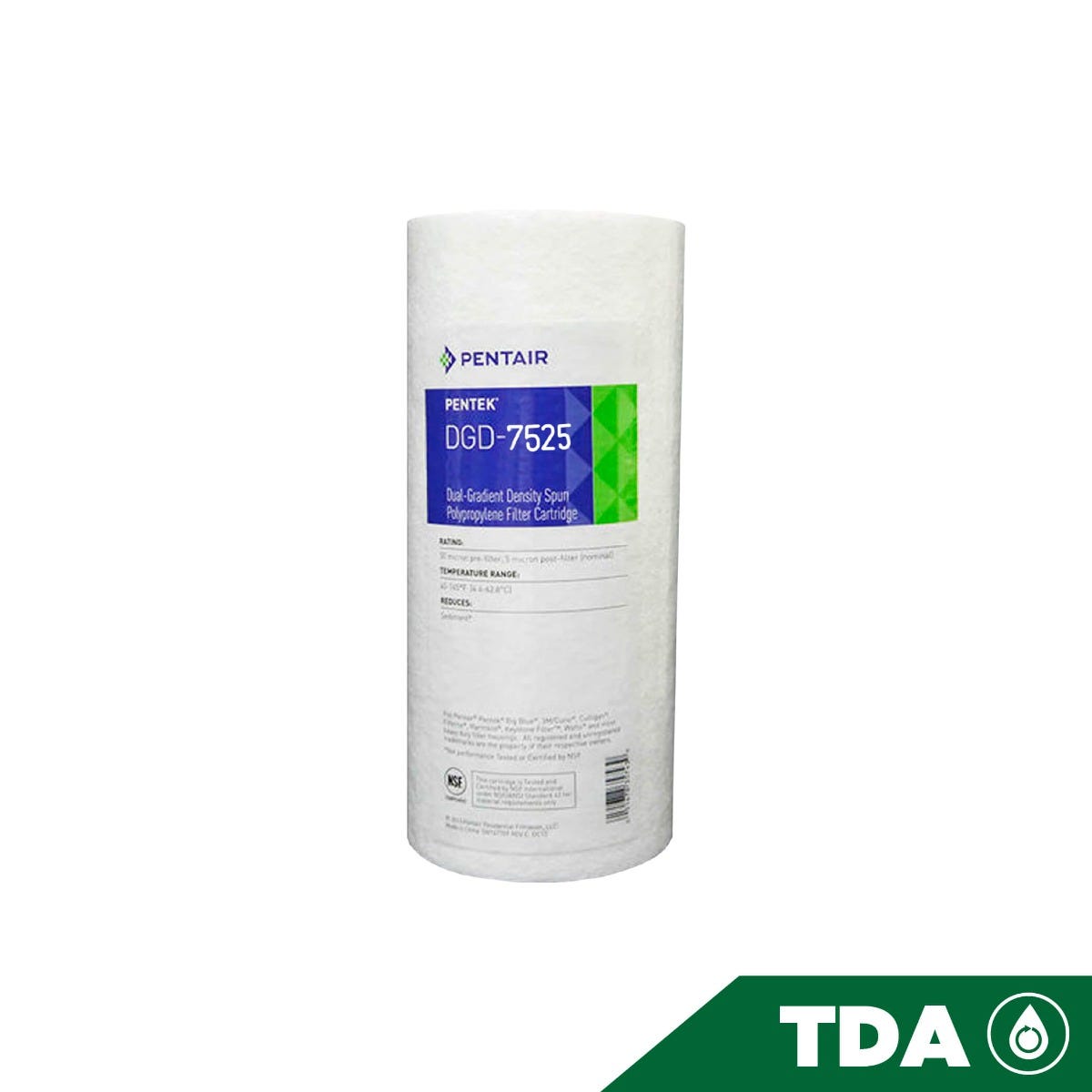 CARTUCHO FIBRA DE POLIPROPILENO 10"BB 25 MICRAS, DGD-7525 Marca PENTEK. Modelo: 607254