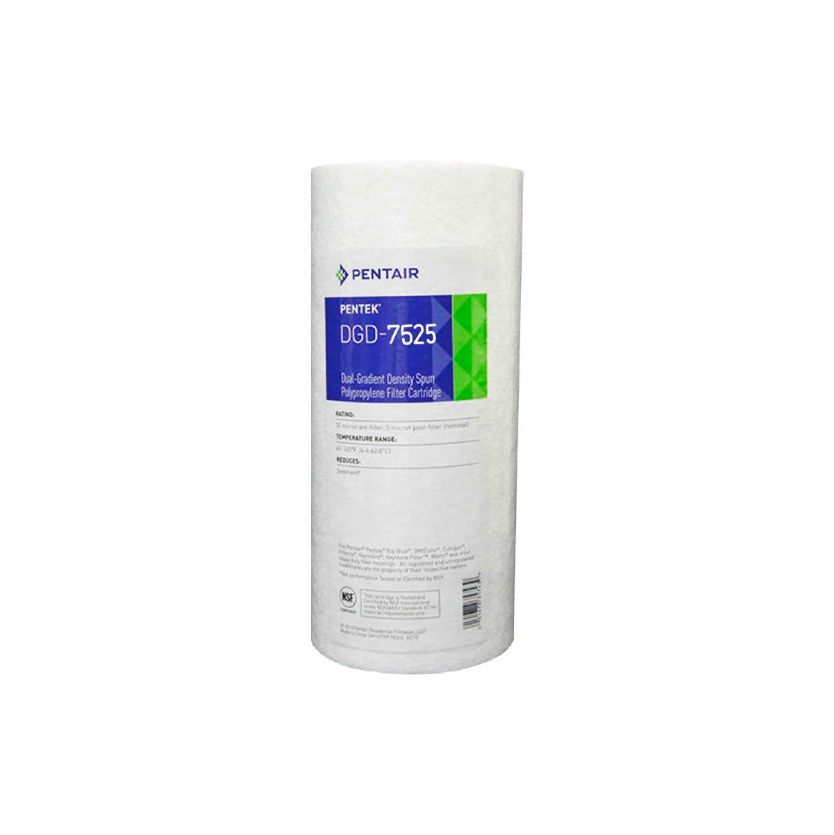 CARTUCHO FIBRA DE POLIPROPILENO 10"BB 25 MICRAS, DGD-7525 Marca PENTEK. Modelo: 607254