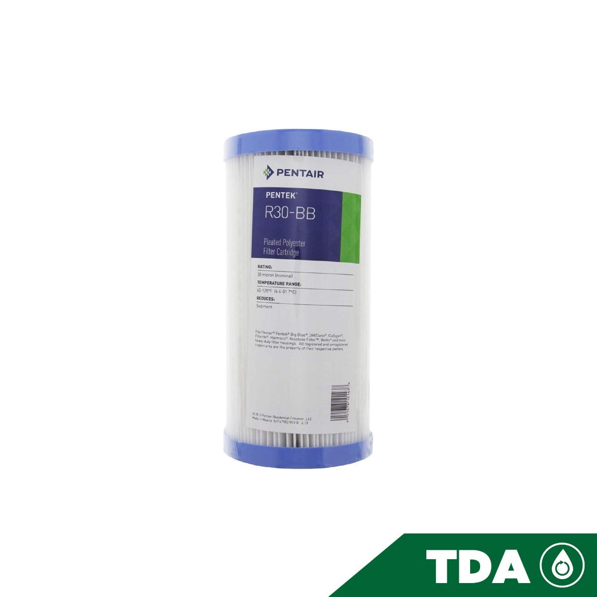 CARTUCHO PLEGADO DE POLIESTER REUSABLE R30-BB Marca PENTEK. Modelo: 607267