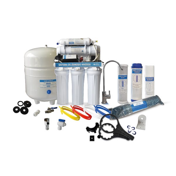 OSMOSIS INVERSA AQUEX 100 GPD, 5 ETAPAS, CON BOMBA Marca AQUEX. Modelo: 607655