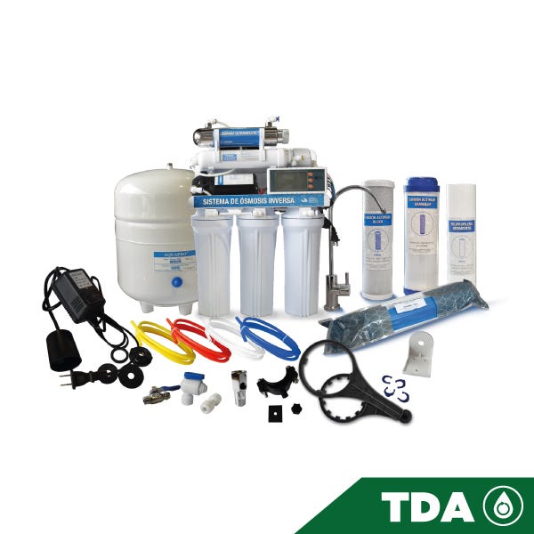 OSMOSIS INVERSA AQUEX 100 GPD, 6 ETAPAS, CON BOMBA, TDS, UV Marca AQUEX. Modelo: 607656