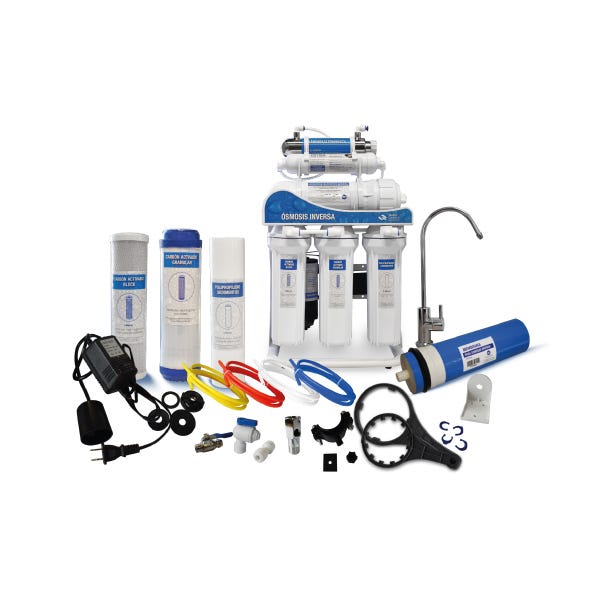 OSMOSIS INVERSA AQUEX 400 GPD, 6 ETAPAS, CON BOMBA, UV Marca AQUEX. Modelo: 607657