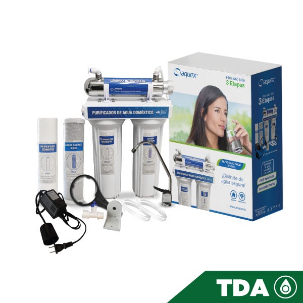 FILTRO BAJO TARJA 3 ETAPAS, PP, CTO, UV Marca AQUEX. Modelo: 607660