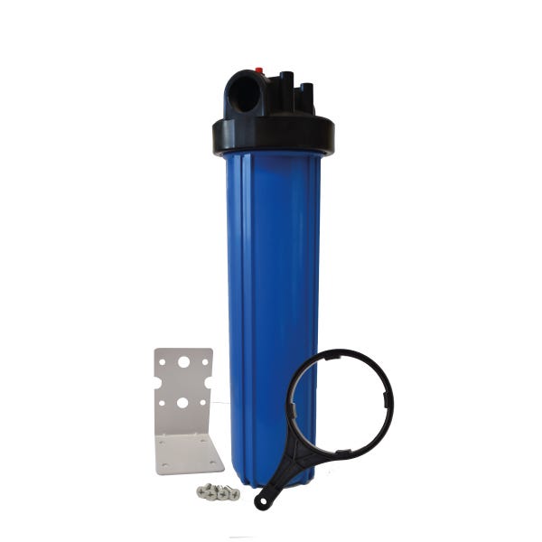 PORTACARTUCHO AZUL # 20 BIG BLUE EN 1 1/2", CON PURGADOR Marca AQUEX. Modelo: 607770