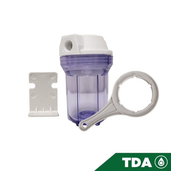 PORTACARTUCHO TRASPARENTE # 5 EN 1/2", SIN PURGADOR Marca AQUEX. Modelo: 607772