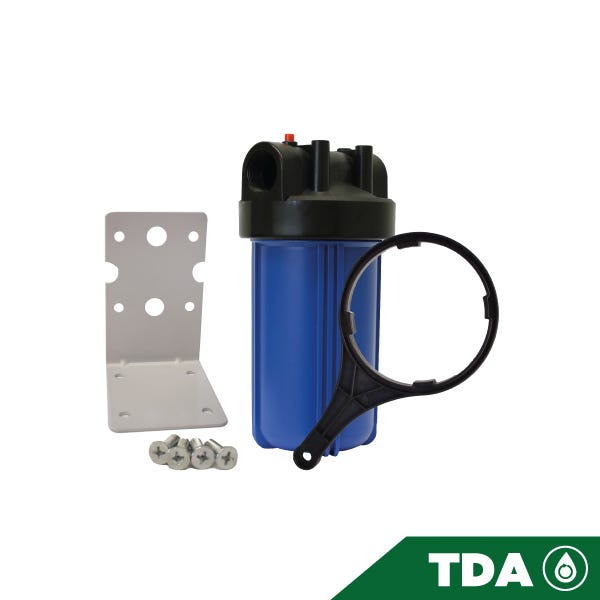 PORTACARTUCHO AZUL # 10 BIG BLUE EN 1 1/2", CON PURGADOR Marca AQUEX. Modelo: 607797