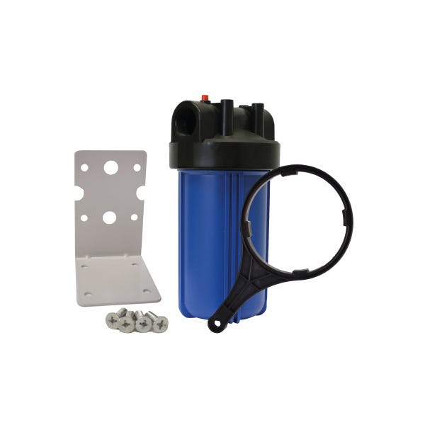 PORTACARTUCHO AZUL # 10 BIG BLUE EN 1 1/2", CON PURGADOR Marca AQUEX. Modelo: 607797