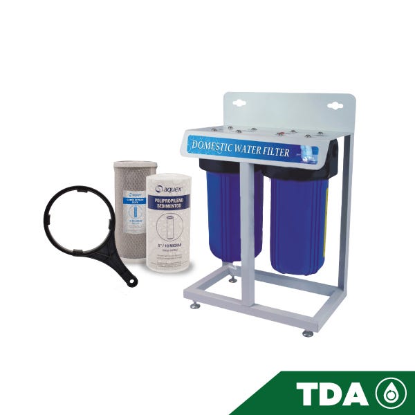 SISTEMA FILTRACION 2 ETAPAS PORTAFILTROS 10"BB Marca AQUEX. Modelo: 607950