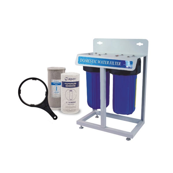 SISTEMA FILTRACION 2 ETAPAS PORTAFILTROS 10"BB Marca AQUEX. Modelo: 607950