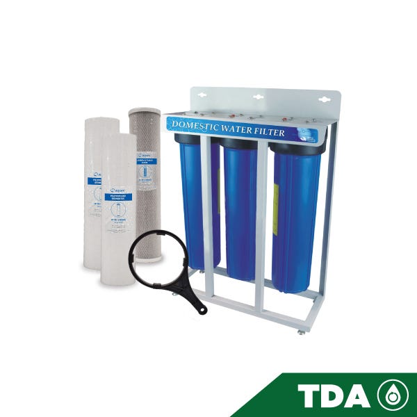 SISTEMA FILTRACION 3 ETAPAS PORTAFILTROS 20"BB Marca AQUEX. Modelo: 607953