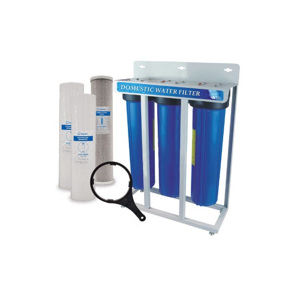 SISTEMA FILTRACION 3 ETAPAS PORTAFILTROS 20"BB Marca AQUEX. Modelo: 607953
