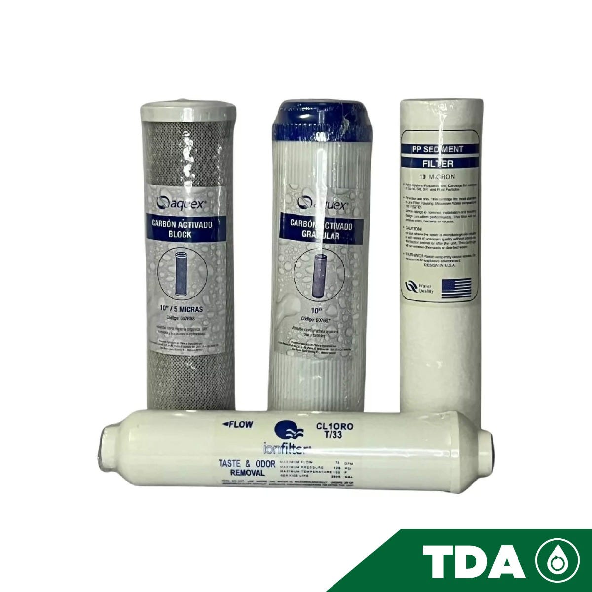 KIT-4 CARTUCHOS PP-10,GAC-10,CTO-10,T-33 Marca AQUEX. Modelo: 607998