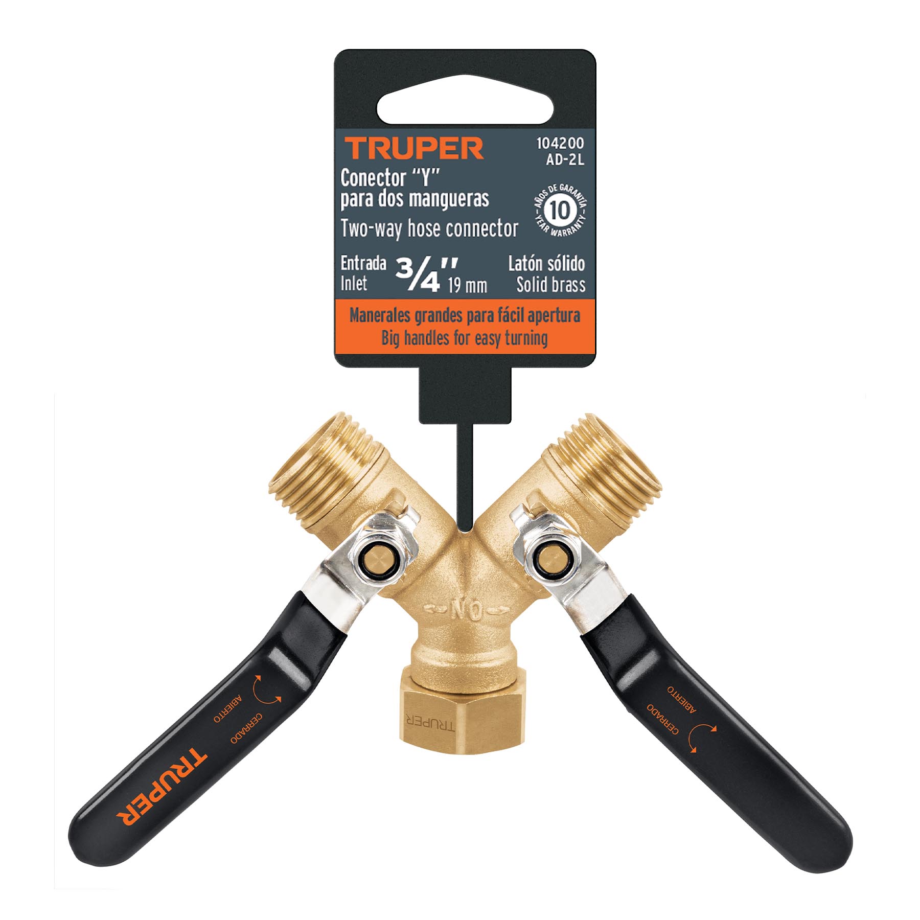 Conector 'Y' 3/4' cuerpo robusto con tuerca móvil p/manguera. Modelo: AD-2L
