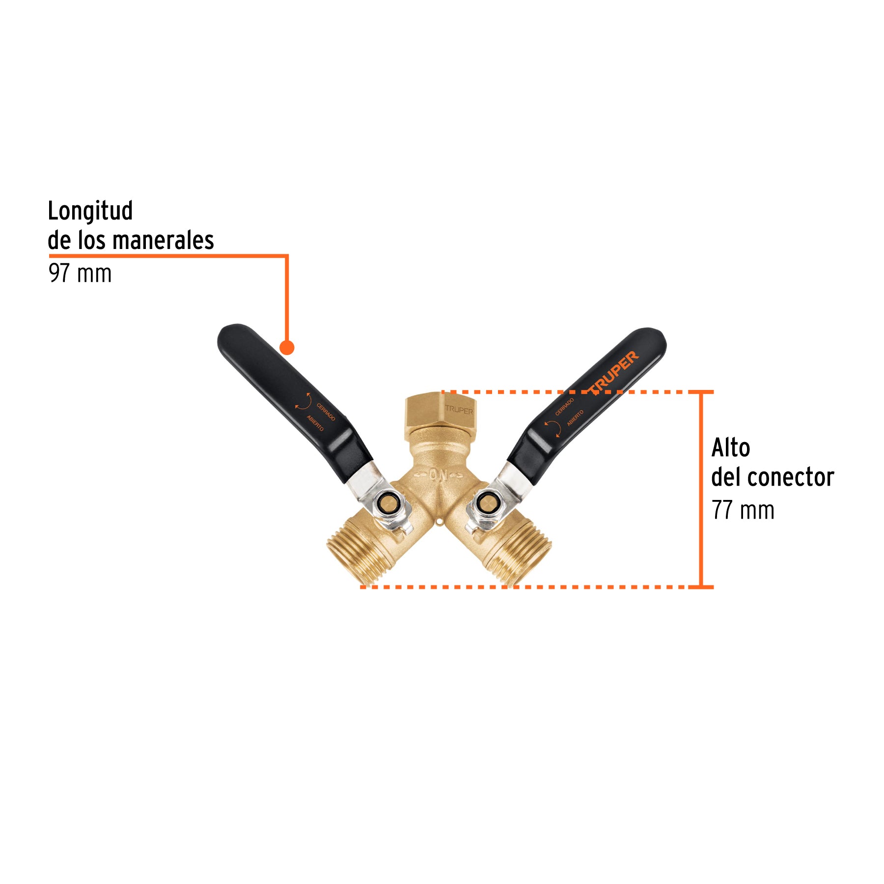 Conector 'Y' 3/4' cuerpo robusto con tuerca móvil p/manguera. Modelo: AD-2L