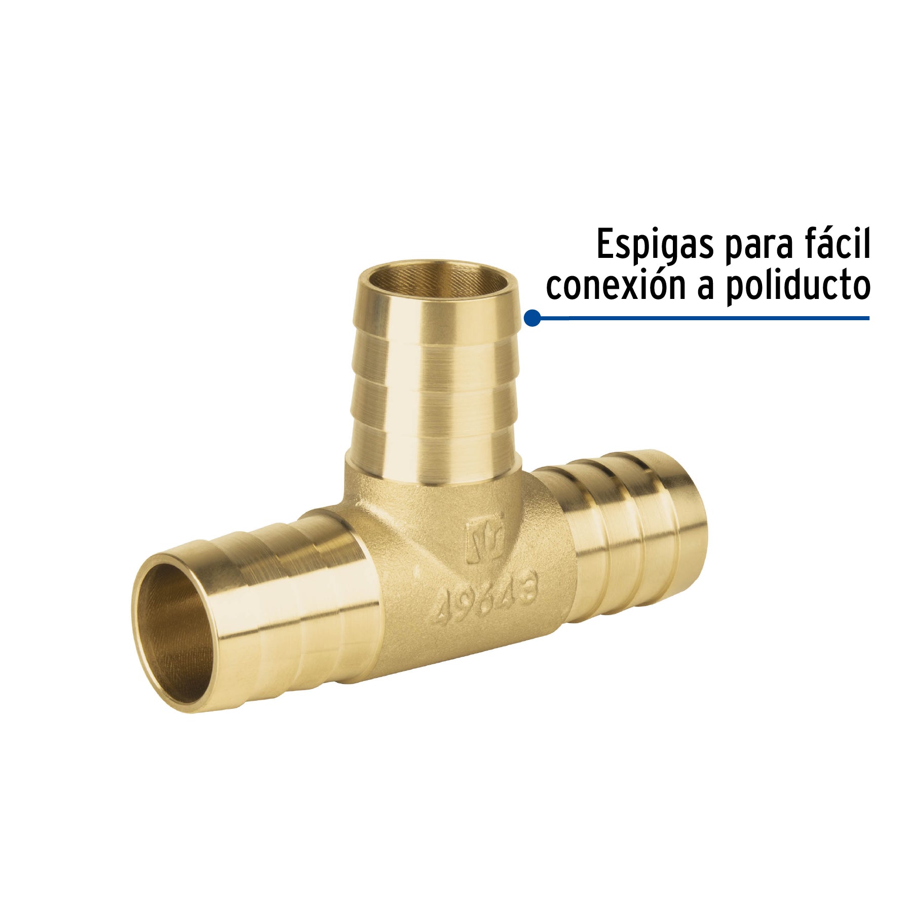 Tee inserción macho latón 1' para manguera, FOSET. Modelo: ADPO-1T