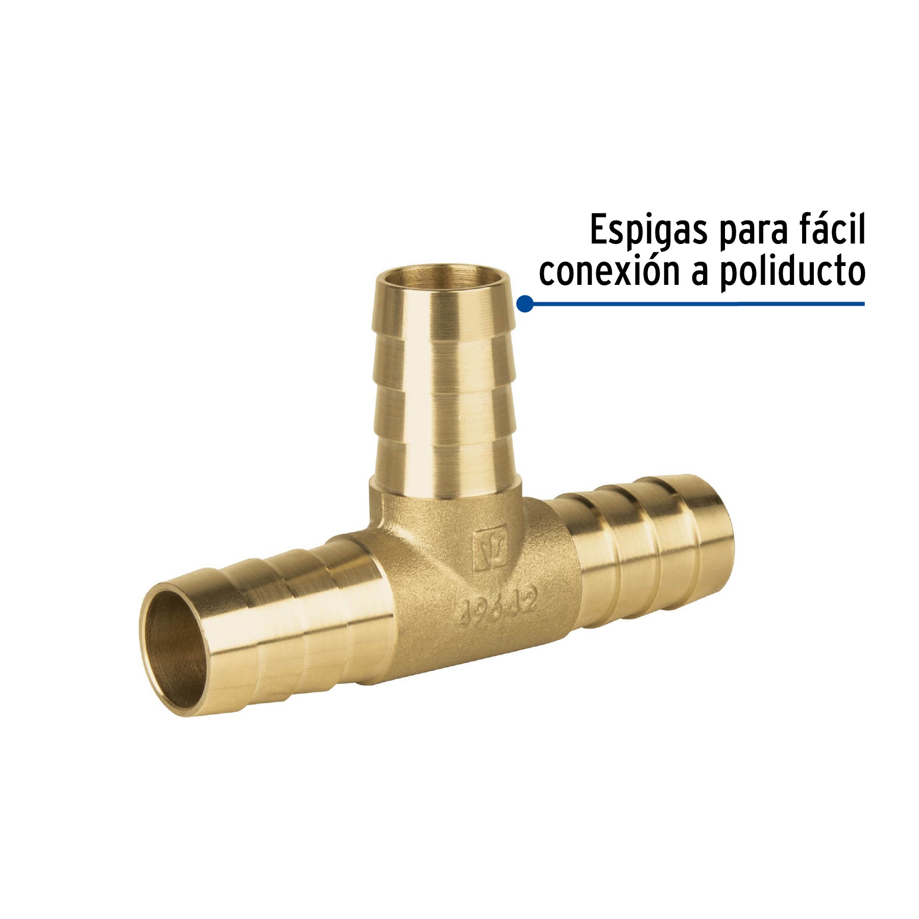 Tee inserción macho latón 3/4' para manguera, FOSET. Modelo: ADPO-3/4T