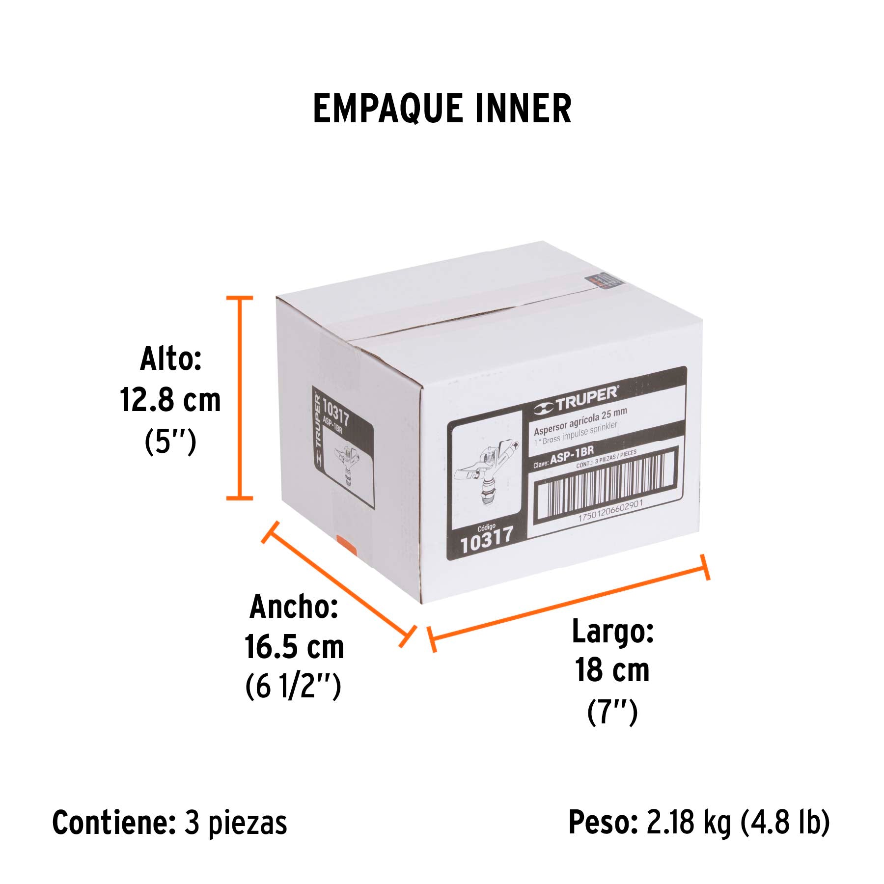 Aspersor agrícola de 1' fundido en latón, TRUPER. Modelo: ASP-1BR