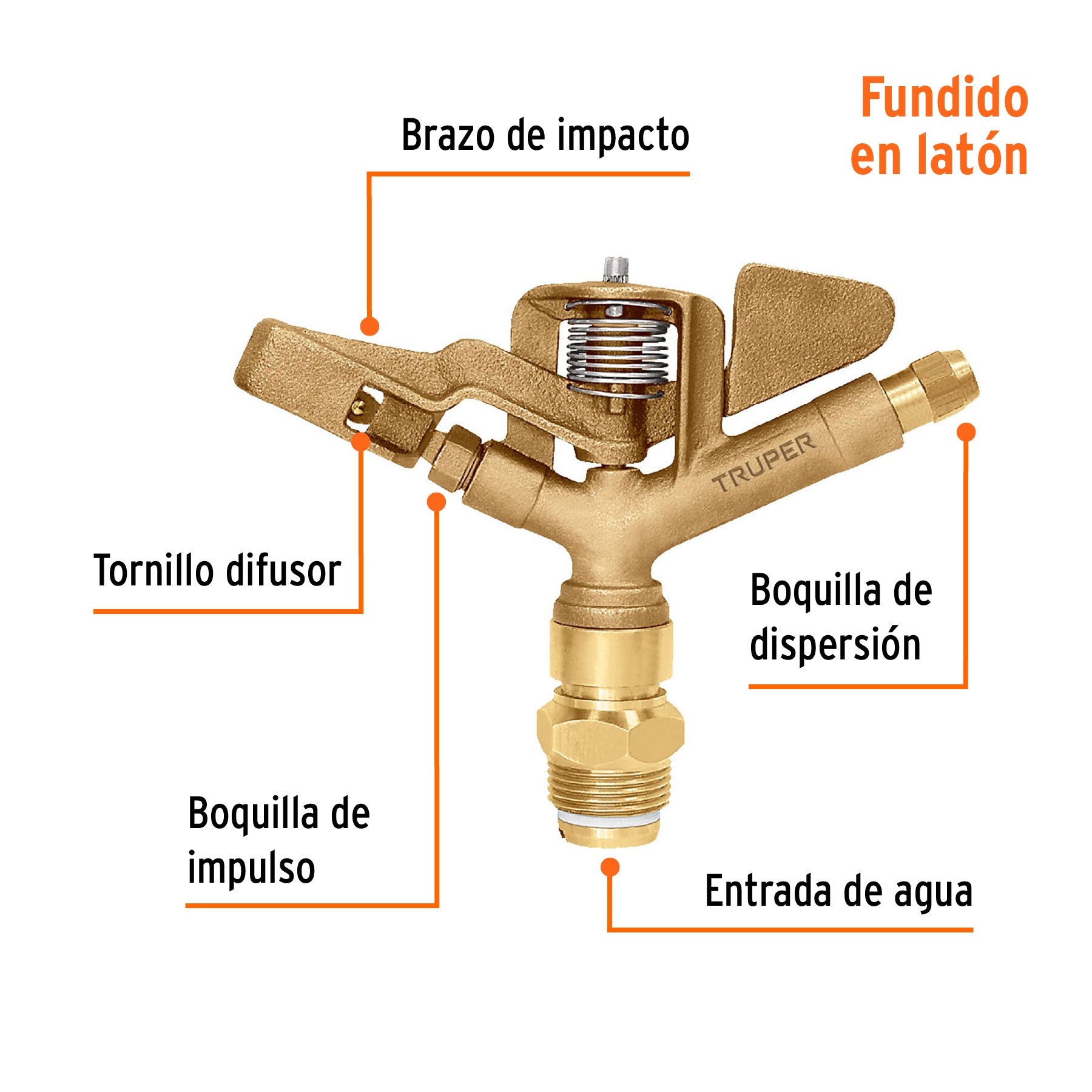 Aspersor agrícola de 1' fundido en latón, TRUPER. Modelo: ASP-1BR