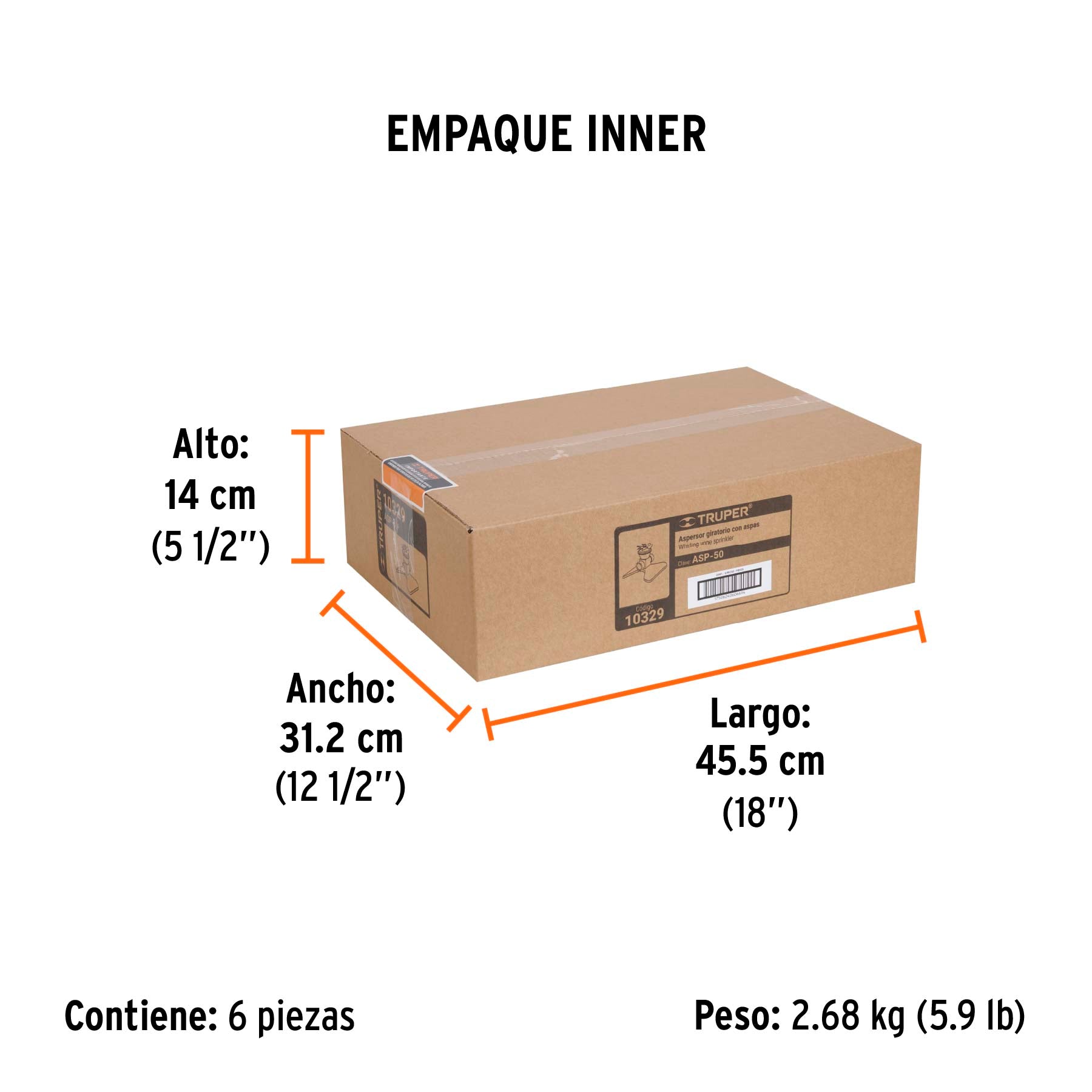 Aspersor base metálica, con aspas de aluminio, TRUPER. Modelo: ASP-50