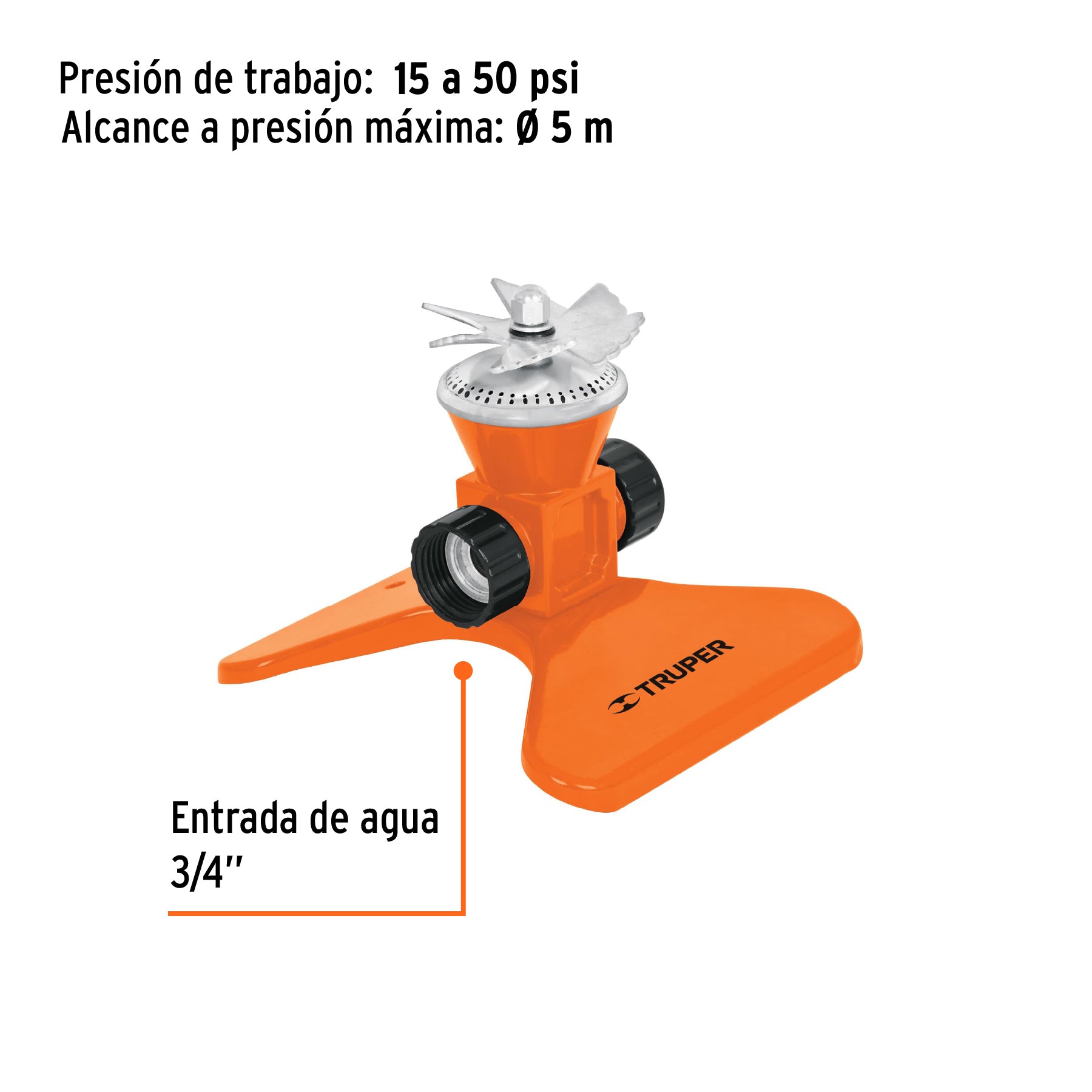 Aspersor base metálica, con aspas de aluminio, TRUPER. Modelo: ASP-50