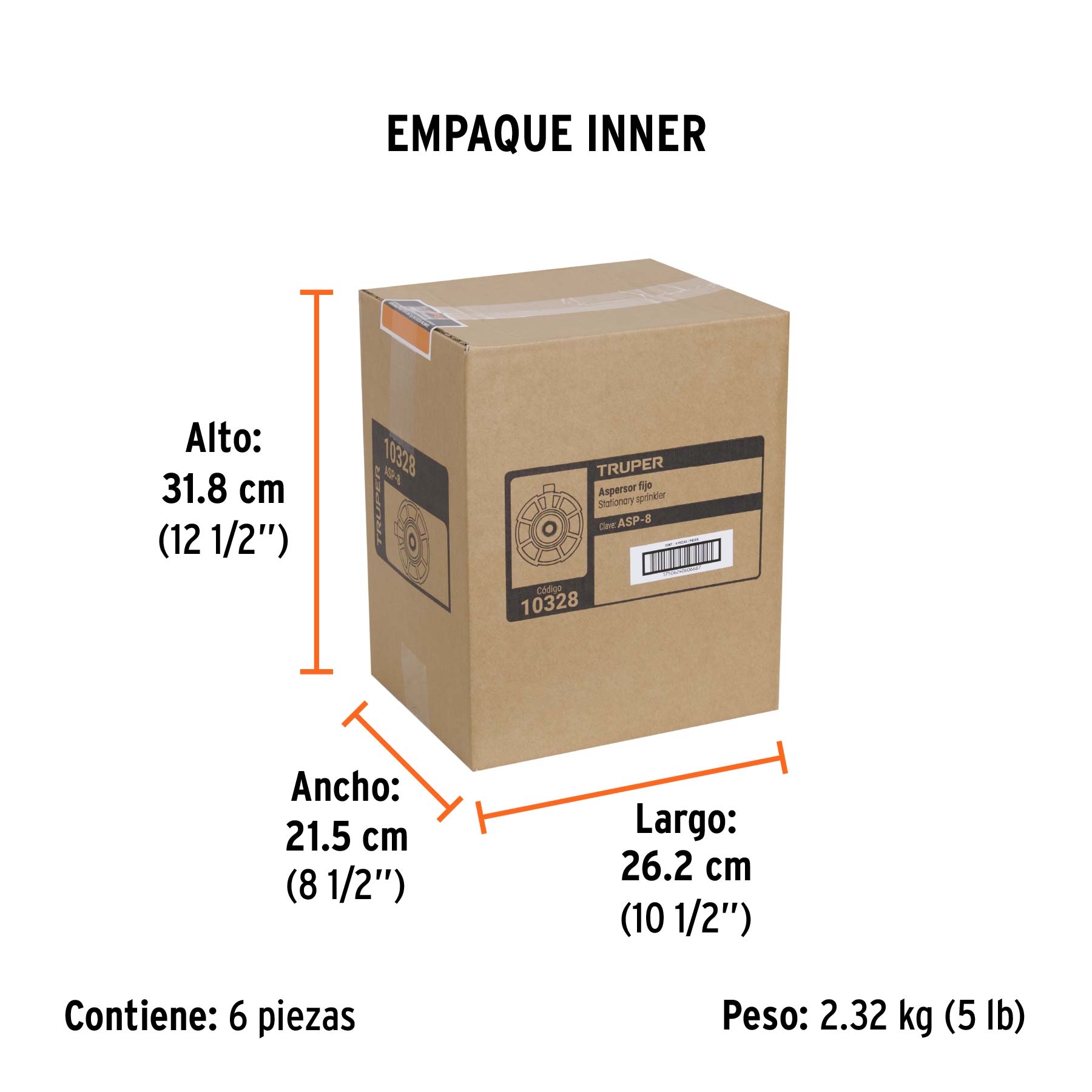 Aspersor base metálica, con 8 funciones, TRUPER. Modelo: ASP-8