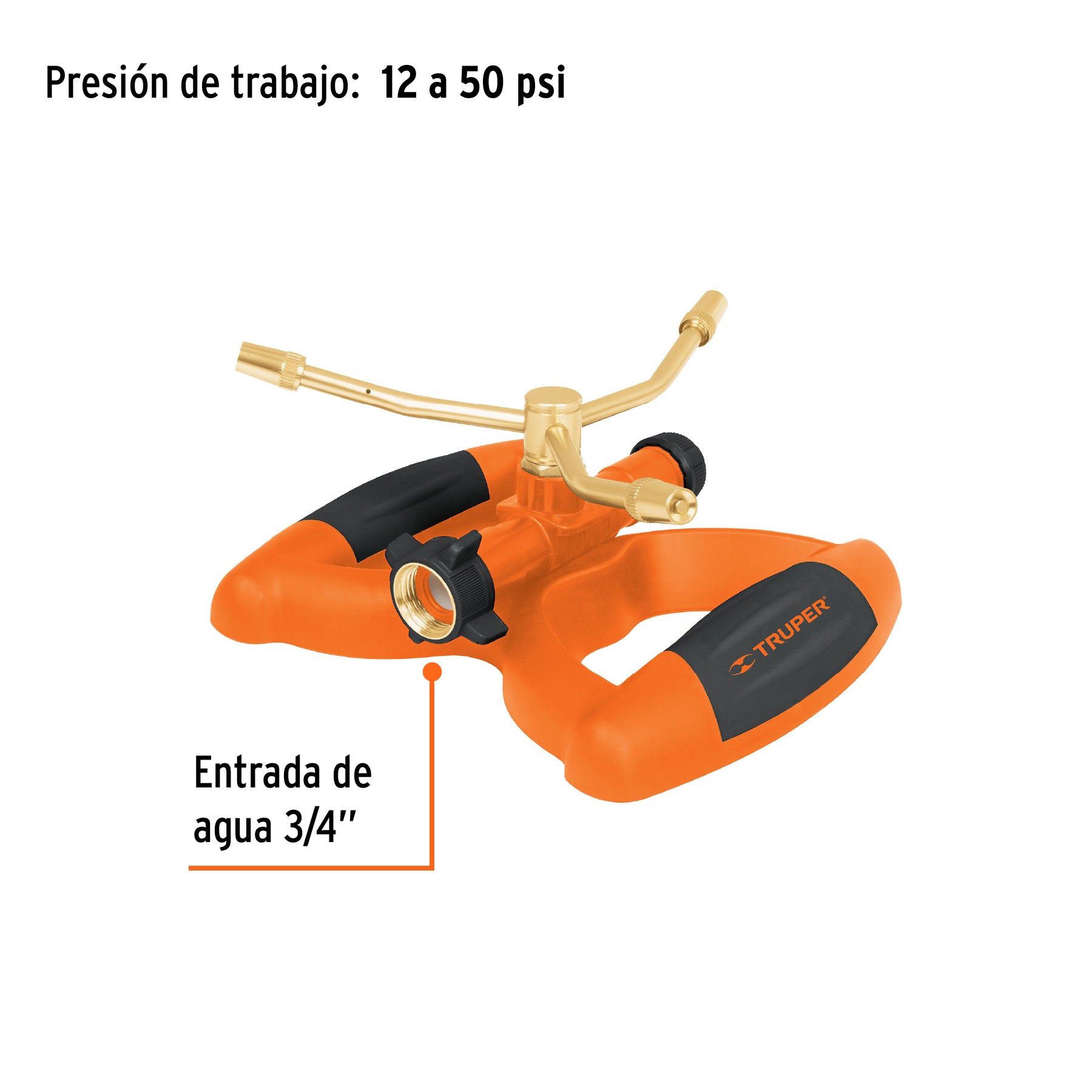Aspersor metálico de 3 brazos con base plástica, TRUPER. Modelo: ASP-B3