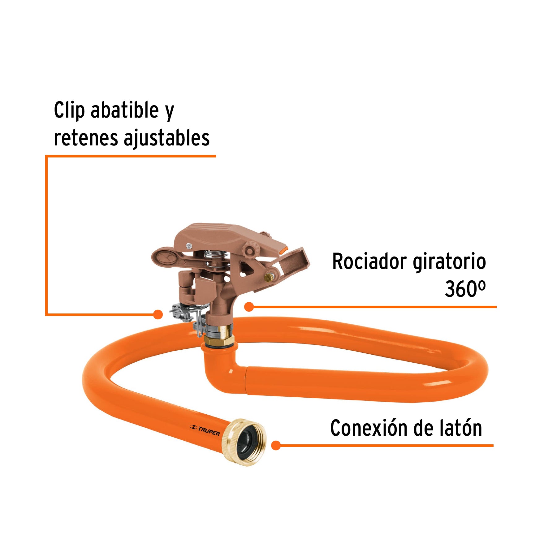 Aspersor base metálica, tipo manguera, TRUPER. Modelo: ASP-MAN